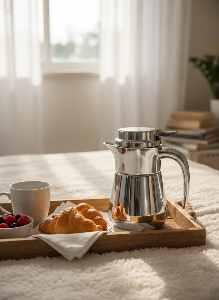 Stainless Steel Tea/Coffee Flask Silver 0.5 Liter 18/8 Premium Steel